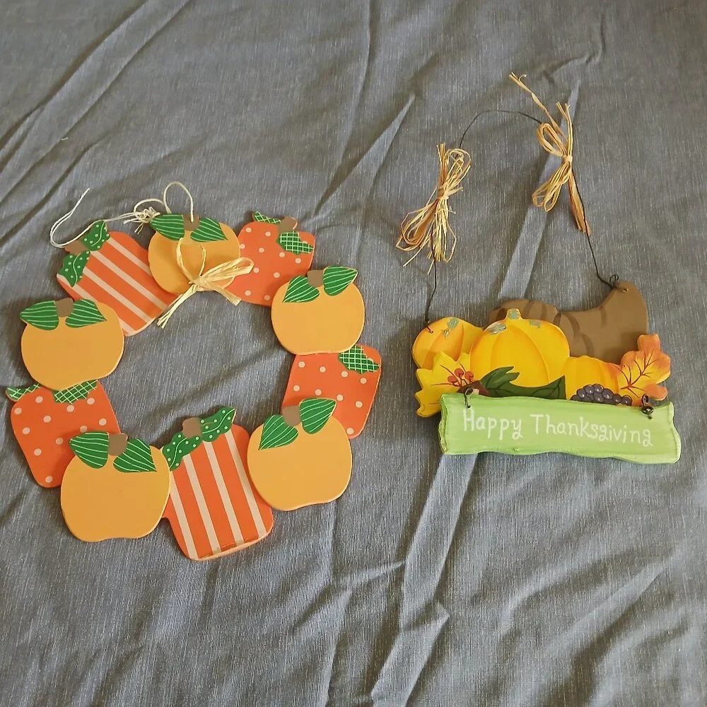 Wooden Fall Pumpkin + Thanksgiving decorations